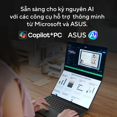 Laptop Asus ZenBook Duo UX8407AA-SN439WS (Intel Core Ultra X7 Processor 358H | 32GB | 512GB | Intel Arc | 14 inch 3K OLED | Cảm ứng | Win 11 | Office | Xám)
